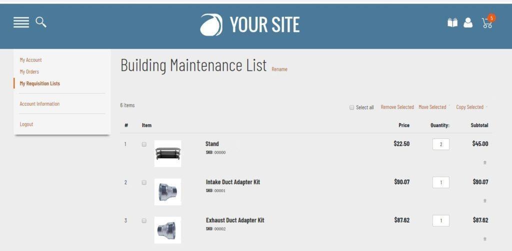 Magento 2 Commerce Requisition List